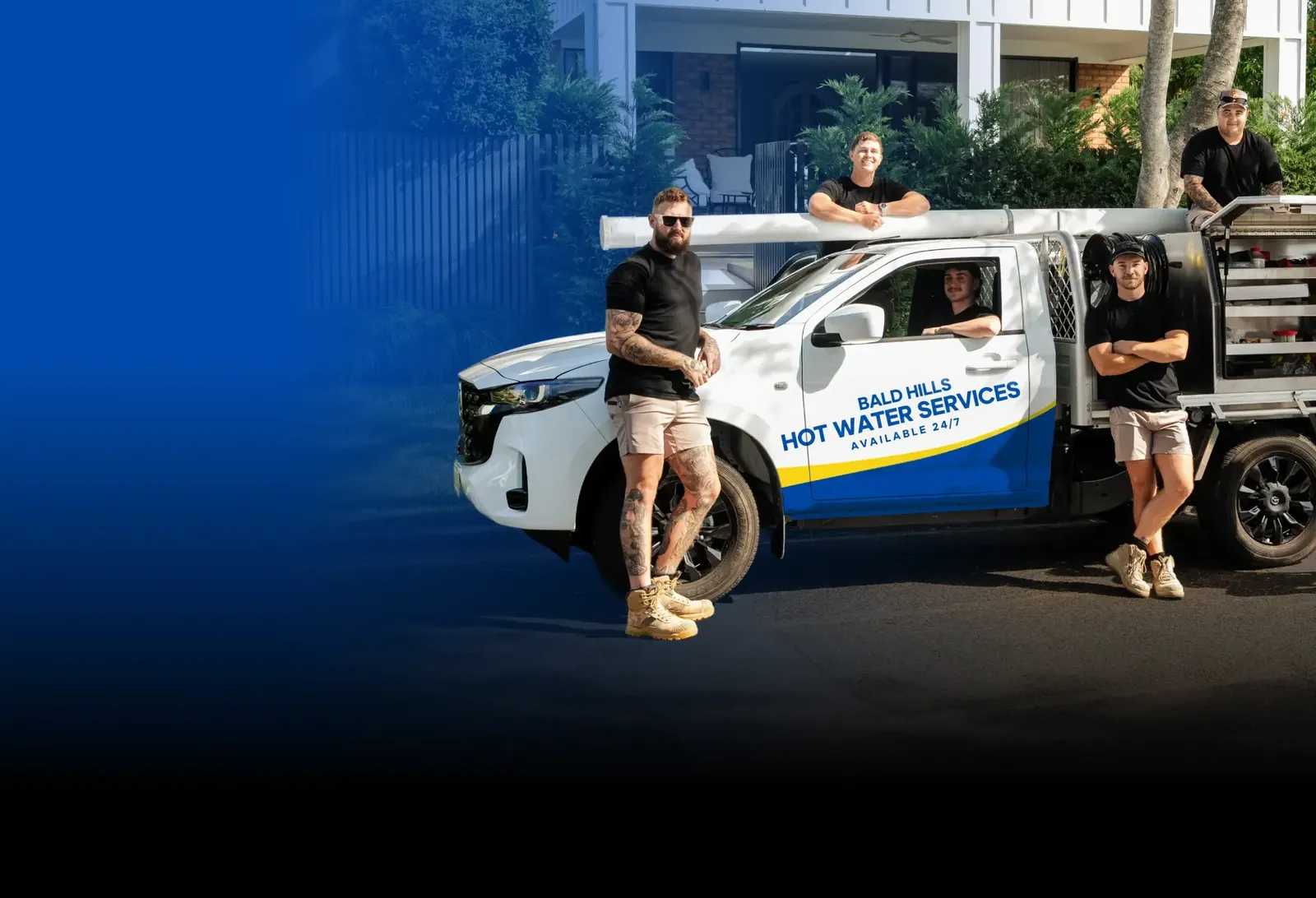 Bald Hills Hot Water Services team with the ute